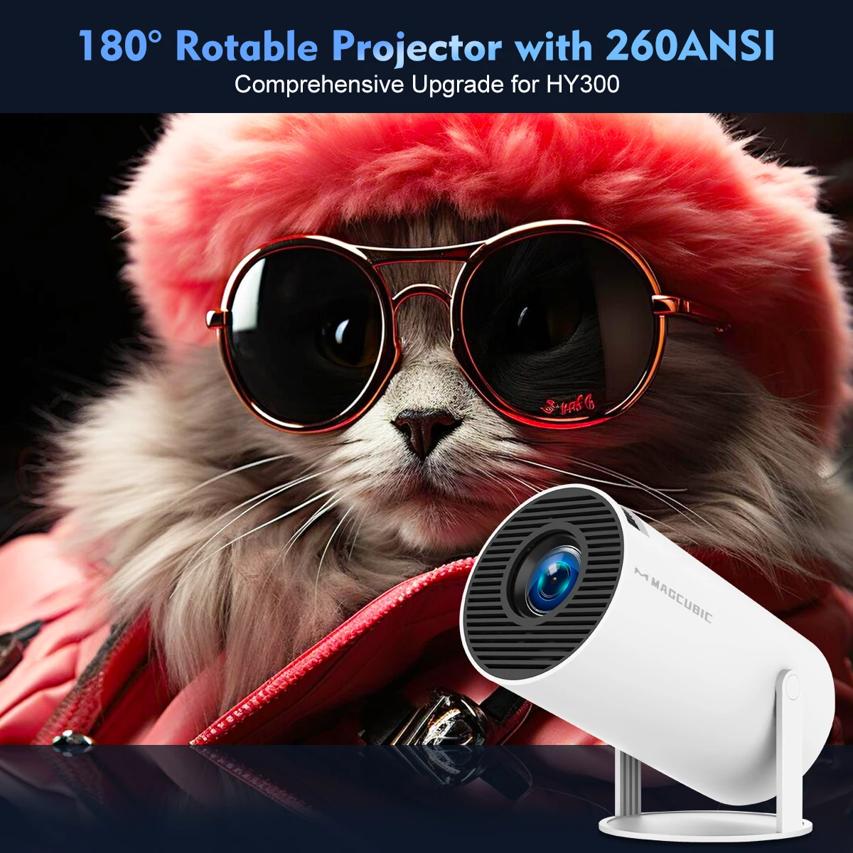 Magcubic Projector HY300 Pro 4K Android 11 Dual Wifi6 260ANSI Allwinner H713 BT5.0 1080P 1280*720P Home Cinema Outdoor Projetor Magcubic Projector HY300 Pro 4K Android 11 Dual Wifi6 260ANSI Allwinner H713 BT5.0 1080P 1280*720P Home Cinema Outdoor Projetor