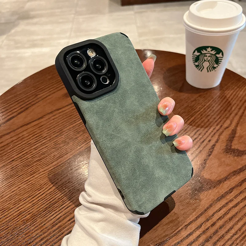 Fashion Matte Leather Silicone Case For iPhone Lens Protection Shockproof Cover Fashion Matte Leather Silicone Case For iPhone Lens Protection Shockproof Cover