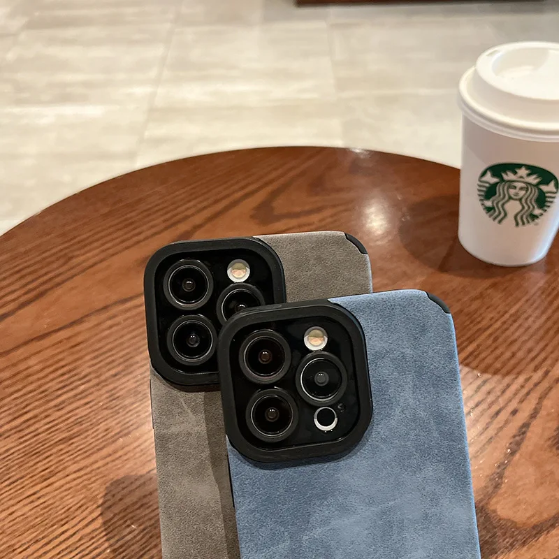 Fashion Matte Leather Silicone Case For iPhone Lens Protection Shockproof Cover Fashion Matte Leather Silicone Case For iPhone Lens Protection Shockproof Cover