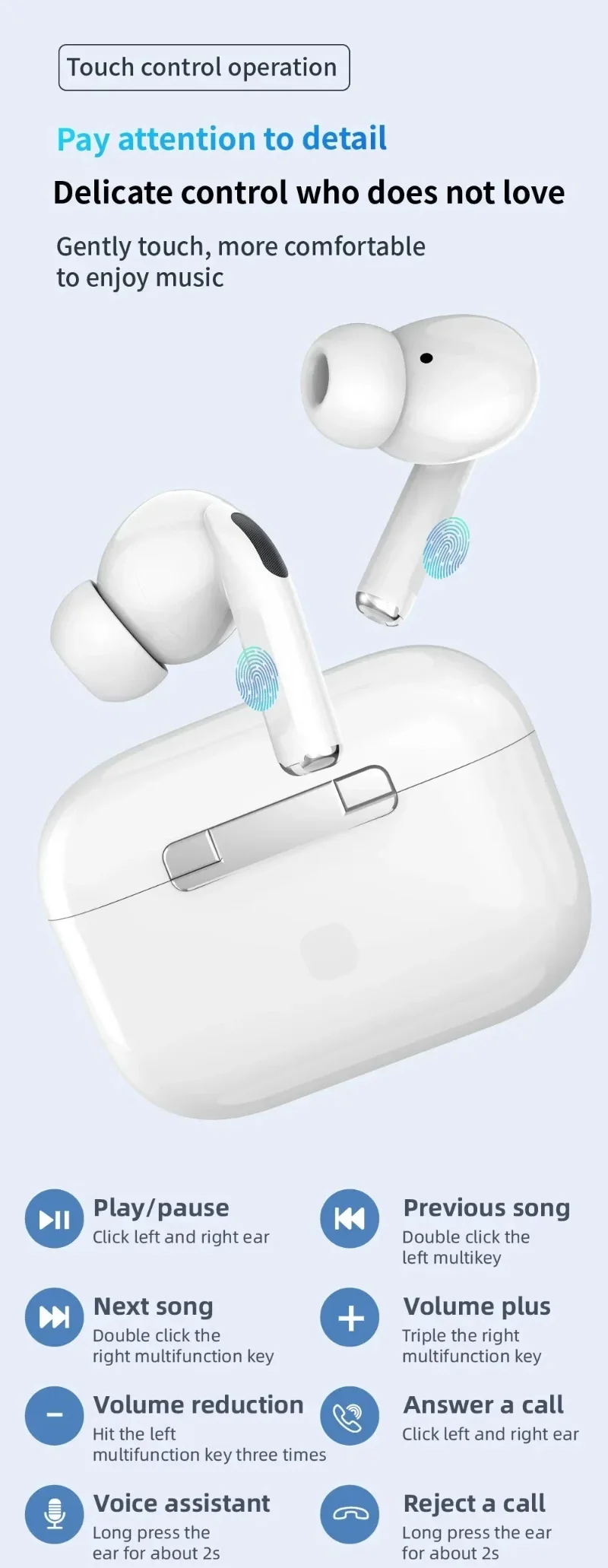 A7Pro ENC Wireless Earphones Bluetooth 5.3 Headphones TWS HIfI Noise Cancell Stereo Music Earbuds Touch Control Earbuds