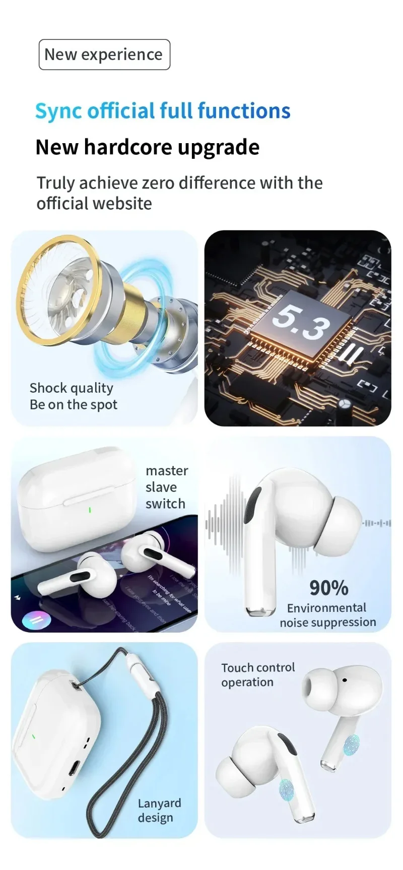 A7Pro ENC Wireless Earphones Bluetooth 5.3 Headphones TWS HIfI Noise Cancell Stereo Music Earbuds Touch Control Earbuds