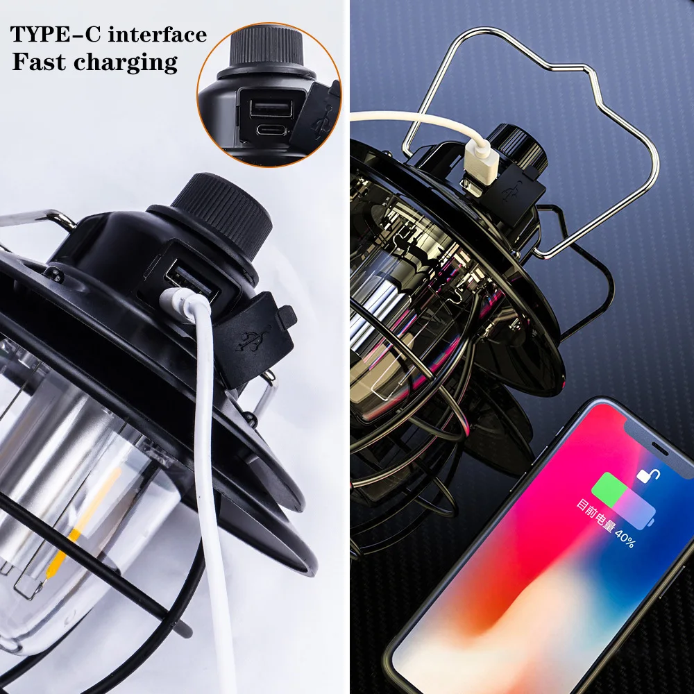Retro Portable Camping Lantern 6000mAh Outdoor Kerosene Vintage Camp Lamp 3 Lighting Modes Tent Light for Hiking Climbing Yard Retro Portable Camping Lantern 6000mAh Outdoor Kerosene Vintage Camp Lamp 3 Lighting Modes Tent Light for Hiking Climbing Yard