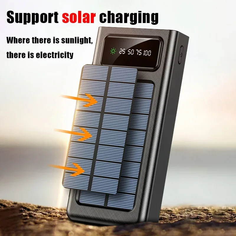 Xiaomi 200000mAh Solar Power Bank Large Capacity Mobile Power Fast Charging Battery With Dual USB 4 Cables For iPhone Samsung Xiaomi 200000mAh Solar Power Bank Large Capacity Mobile Power Fast Charging Battery With Dual USB 4 Cables For iPhone Samsung