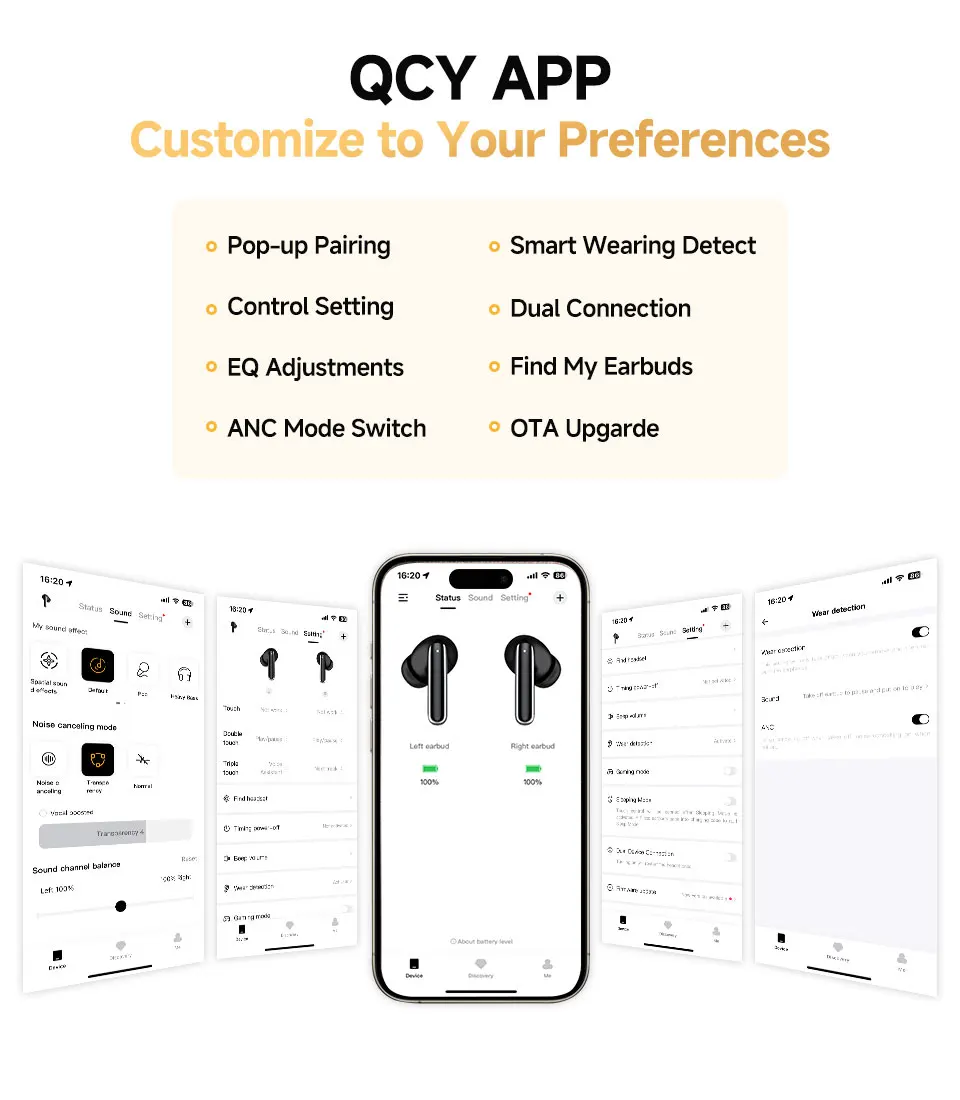 QCY MeloBuds Pro ANC Bluetooth 5.3 Earphones Wireless 46dB Hybrid ANC Hi-Res LDAC Earbuds 6 Mic Headphones 34H in-Ear Detection