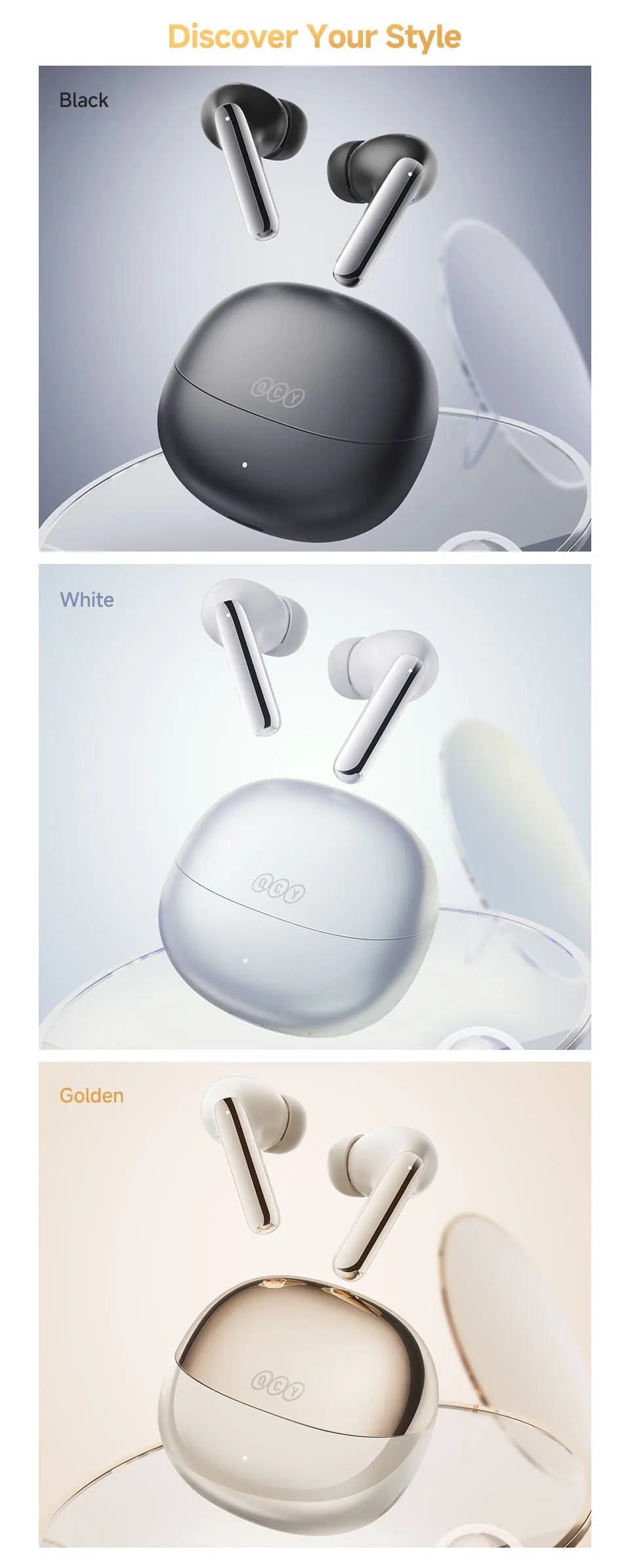 QCY MeloBuds Pro ANC Bluetooth 5.3 Earphones Wireless 46dB Hybrid ANC Hi-Res LDAC Earbuds 6 Mic Headphones 34H in-Ear Detection