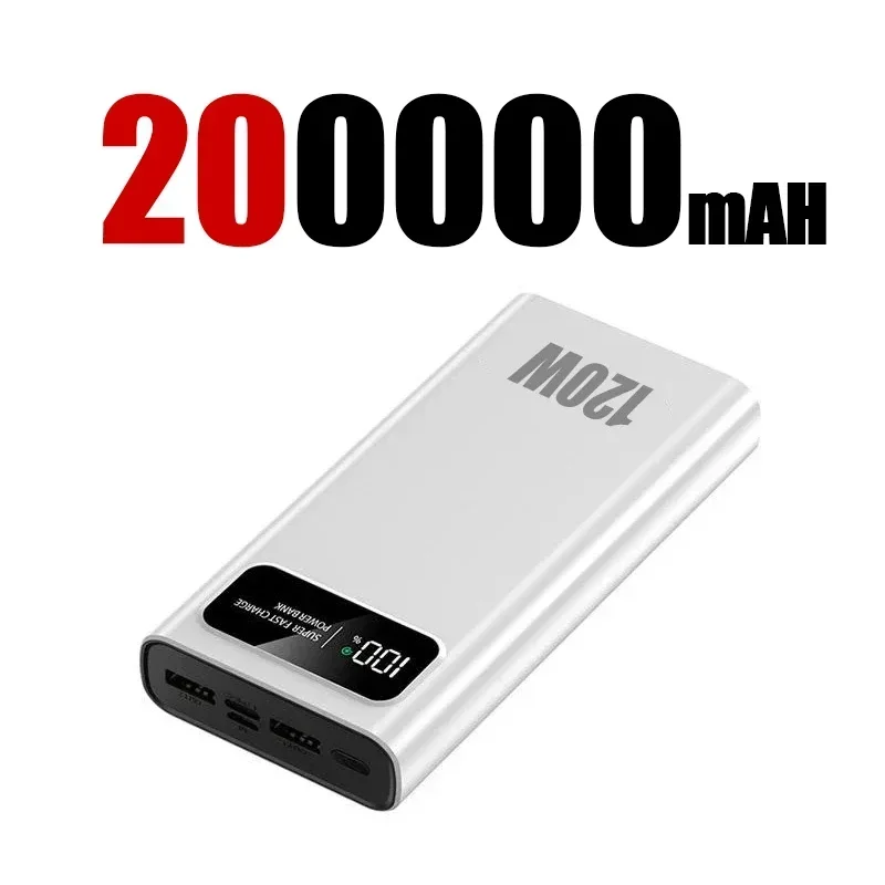 200000mah Digital Display Battery High Capacity Power Bank 120w Power Bank Super Fast Charging For Iphone Samsung Xiaomi Huawei 200000mah Digital Display Battery High Capacity Power Bank 120w Power Bank Super Fast Charging For Iphone Samsung Xiaomi Huawei