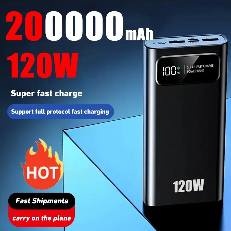 200000mah Digital Display Battery High Capacity Power Bank 120w Power Bank Super Fast Charging For Iphone Samsung Xiaomi Huawei 200000mah Digital Display Battery High Capacity Power Bank 120w Power Bank Super Fast Charging For Iphone Samsung Xiaomi Huawei