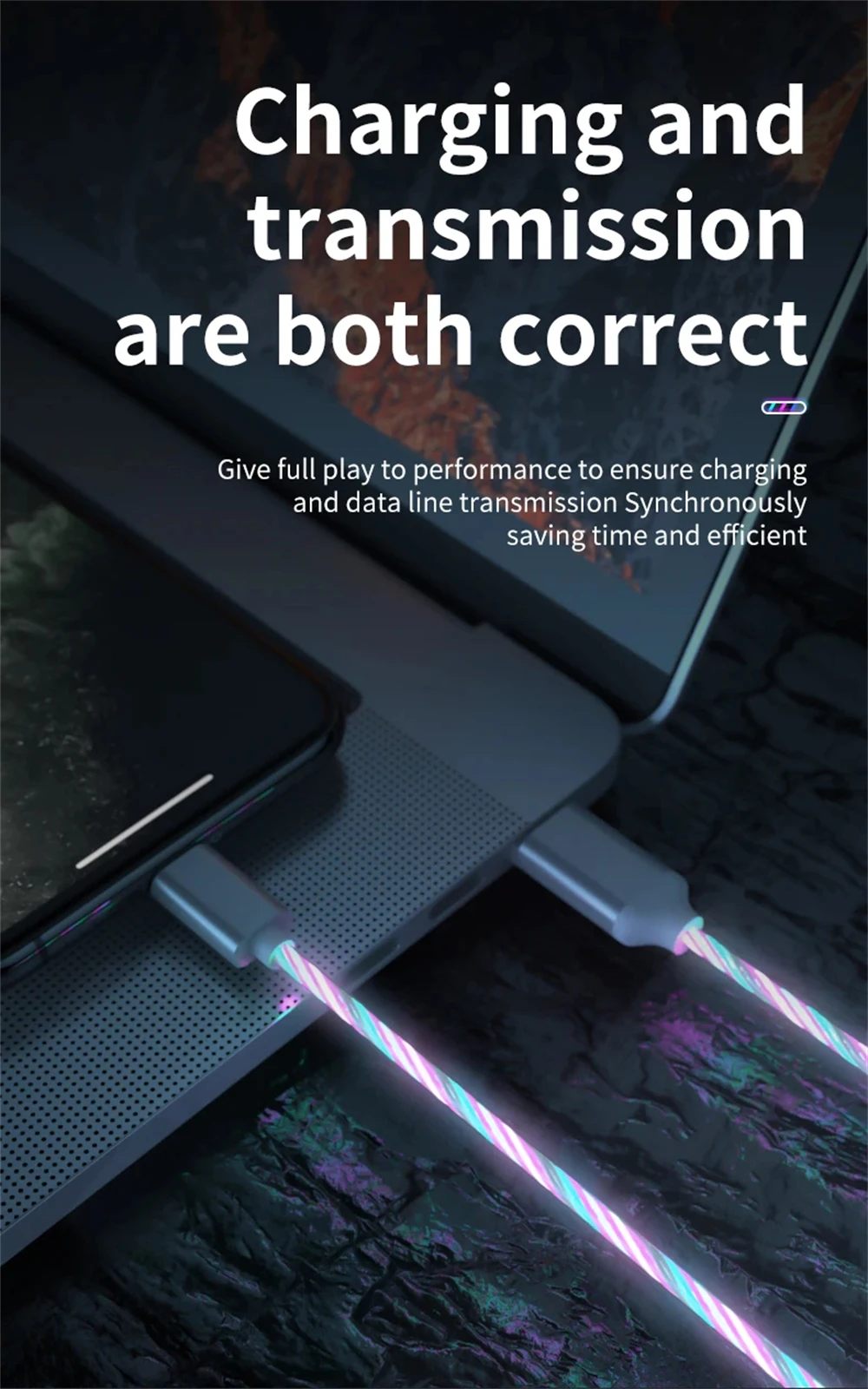 NNBILI Glowing LED Light USB 3 IN 1 cable Phone Fast Charging Charger Luminous Type C Cable For Xiaomi iPhone Phone Accessories