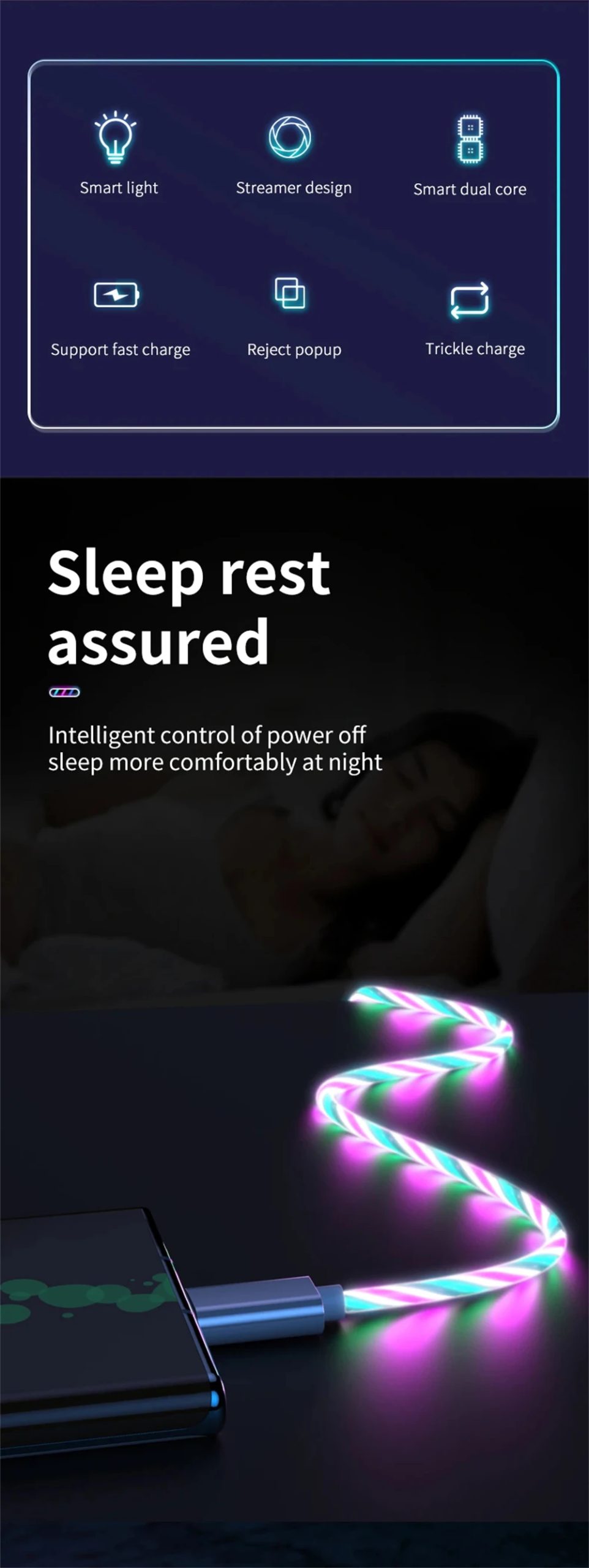 NNBILI Glowing LED Light USB 3 IN 1 cable Phone Fast Charging Charger Luminous Type C Cable For Xiaomi iPhone Phone Accessories