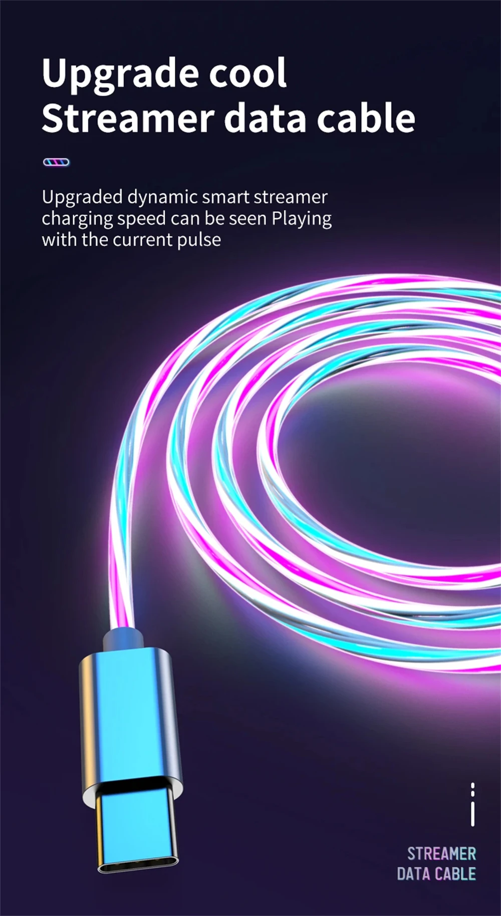 NNBILI Glowing LED Light USB 3 IN 1 cable Phone Fast Charging Charger Luminous Type C Cable For Xiaomi iPhone Phone Accessories