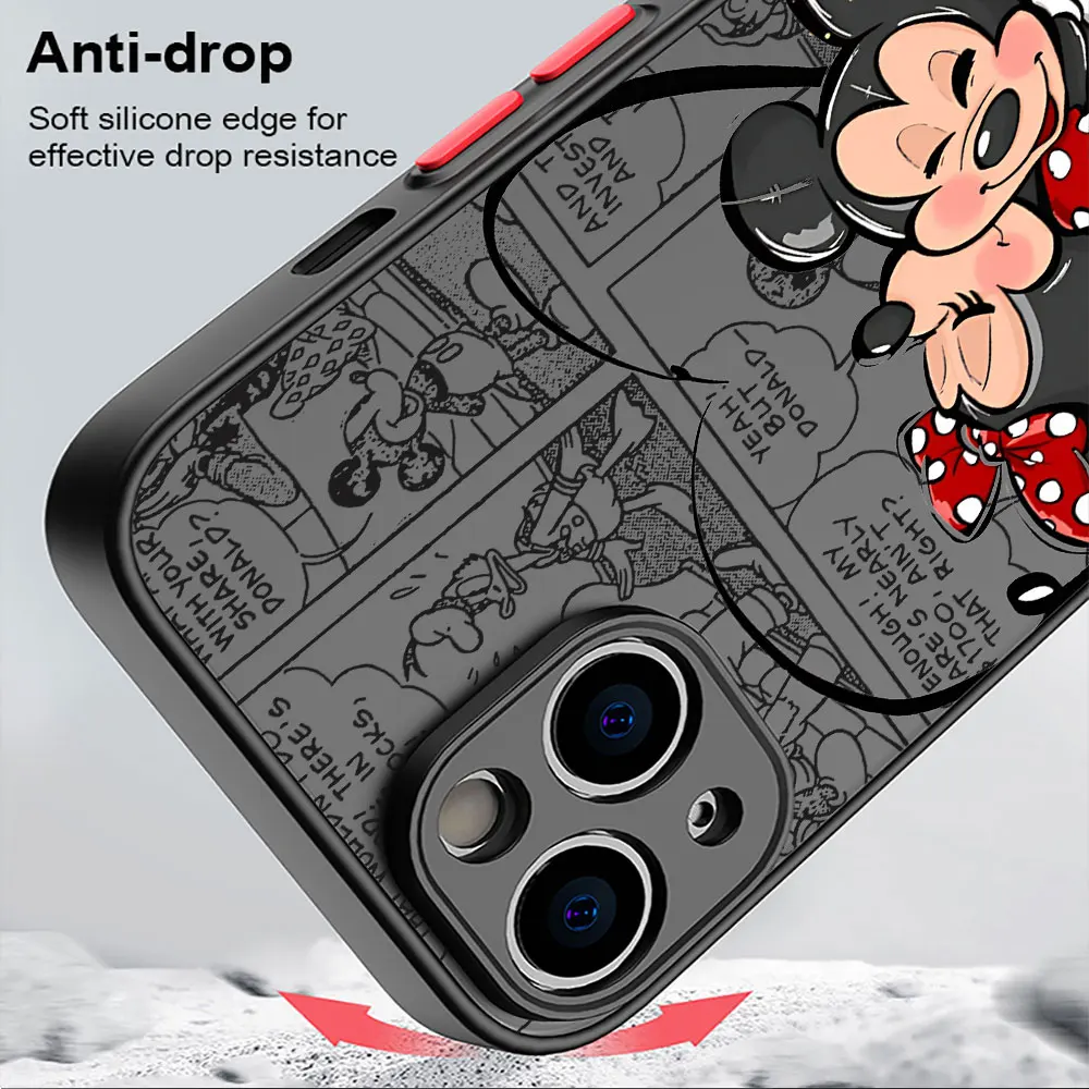Disney Mickey Minnie Love Phone Case for Apple iPhone 15 16 Pro Max 13 14 Plus 12 Mini 11 Pro XR 8 SE 7 6S XS MAX Matte Cover