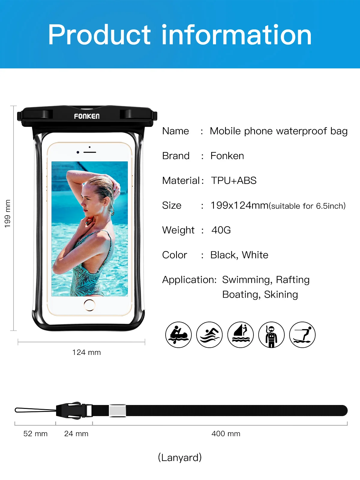 FONKEN Full View Waterproof Case for Phone Underwater Snow Rainforest Transparent Dry Bag Swimming Pouch Big Mobile Phone Covers FONKEN Full View Waterproof Case for Phone Underwater Snow Rainforest Transparent Dry Bag Swimming Pouch Big Mobile Phone Covers
