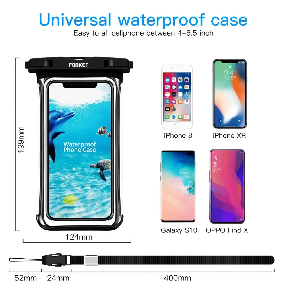 FONKEN Full View Waterproof Case for Phone Underwater Snow Rainforest Transparent Dry Bag Swimming Pouch Big Mobile Phone Covers FONKEN Full View Waterproof Case for Phone Underwater Snow Rainforest Transparent Dry Bag Swimming Pouch Big Mobile Phone Covers